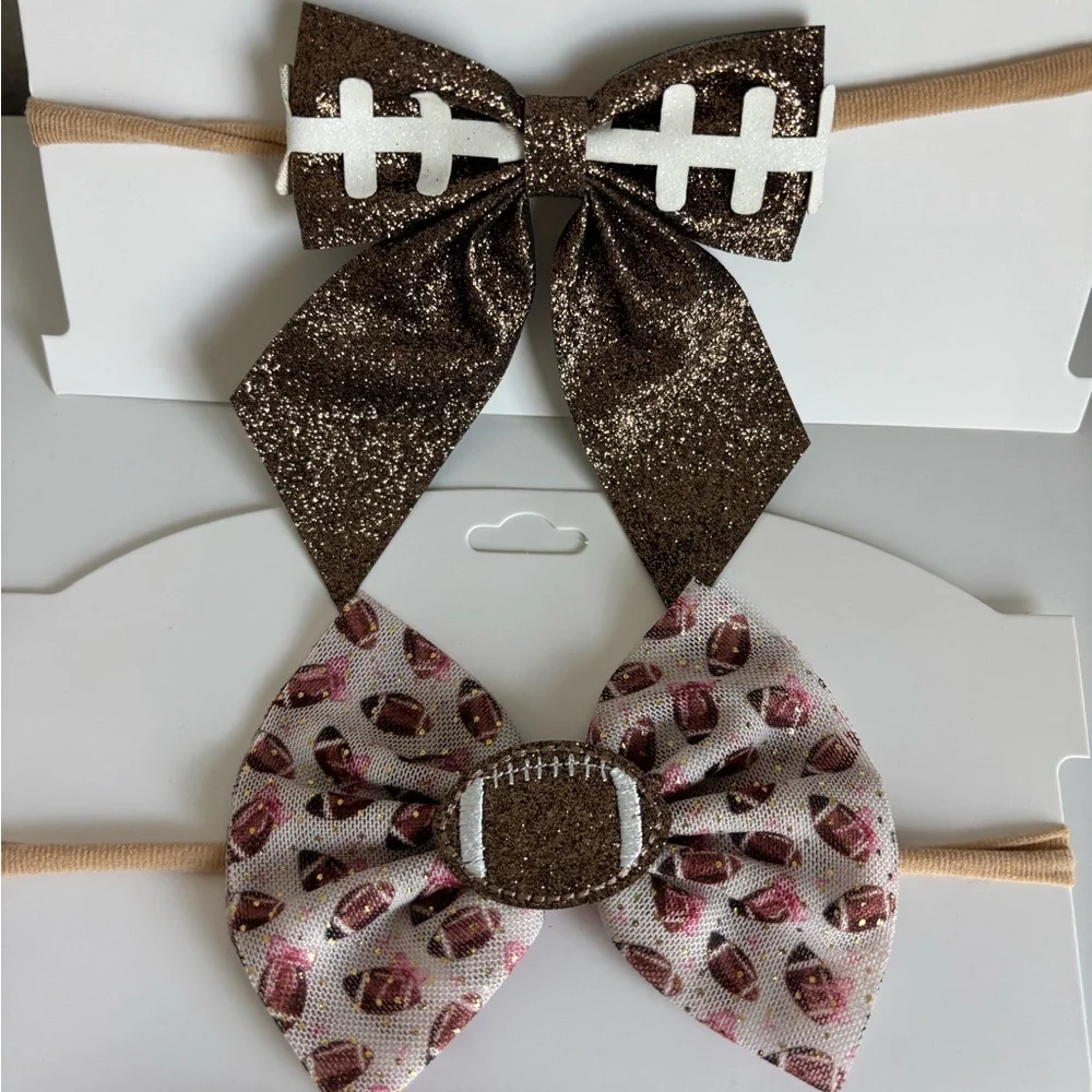 Girls Toddler Football Bow‎ Headband Bundle